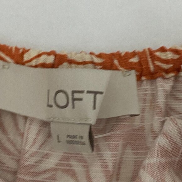 Loft Leafed Flutter Strap Pocket Midi Dress Large Orange Tie Waist Side Slit - Picture 6 of 12
